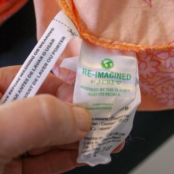 J Crew Floral Scoop Neck Dress Peasant Prairie Boho Hippie Orange Pink - Picture 5 of 5